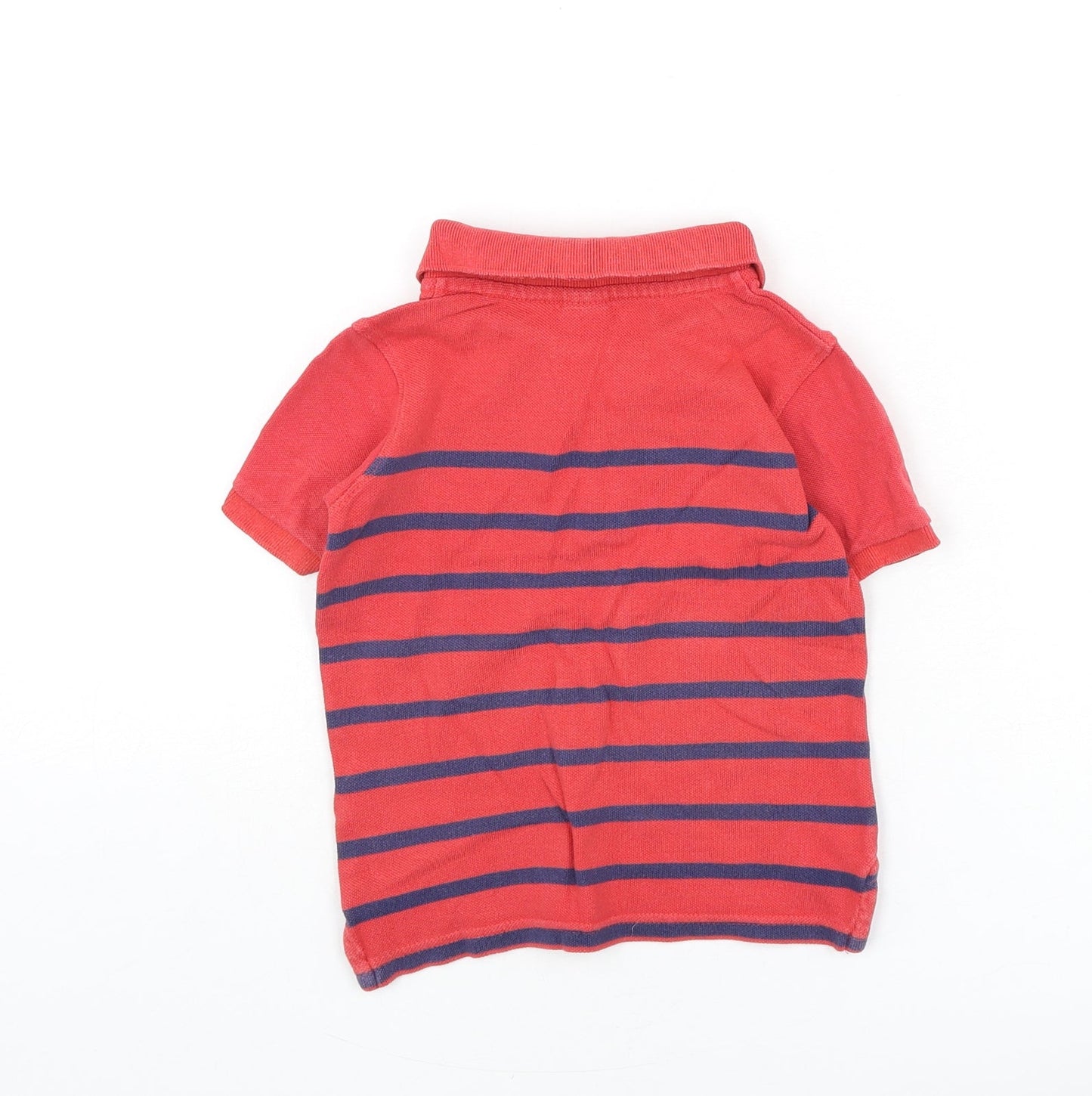 Gap Boys Red Striped Cotton Basic Polo Size 3 Years Collared Button