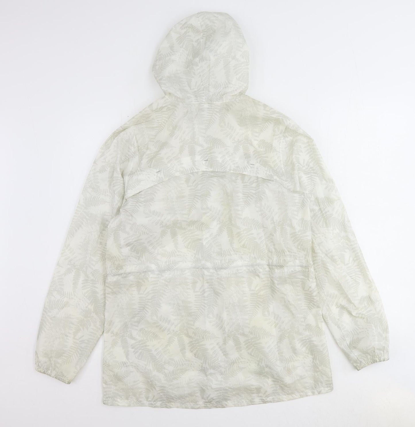 Quechua Womens Beige Geometric Rain Coat Coat Size S Zip - Leaf Print