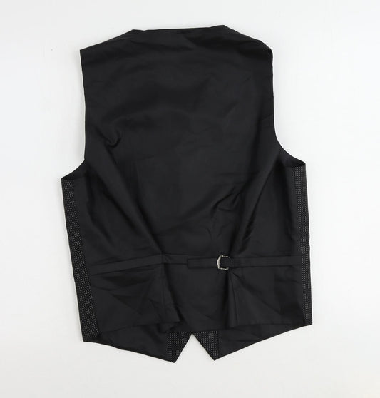Marks and Spencer Mens Black Polyester Jacket Suit Waistcoat Size 38 Regular