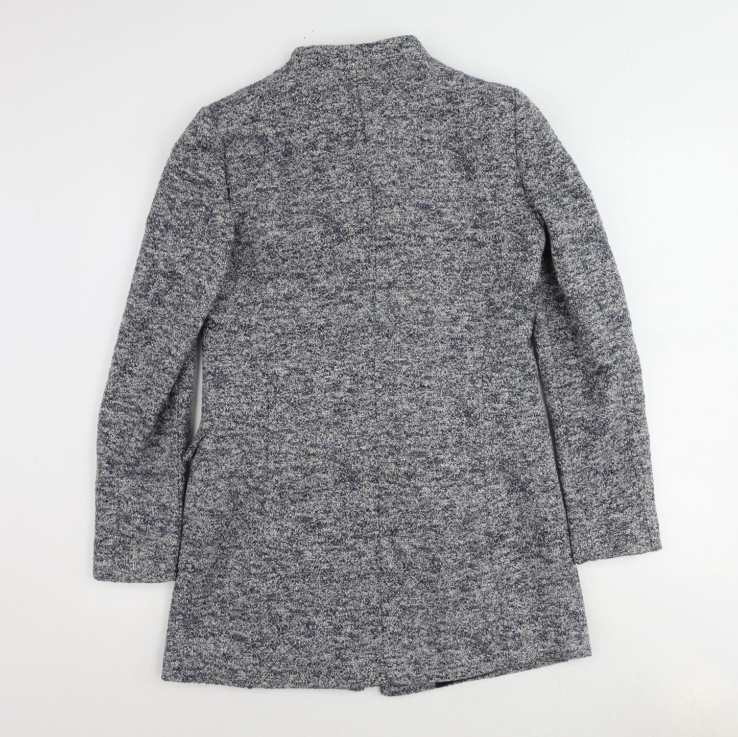 Zara Womens Blue Overcoat Coat Size L Snap