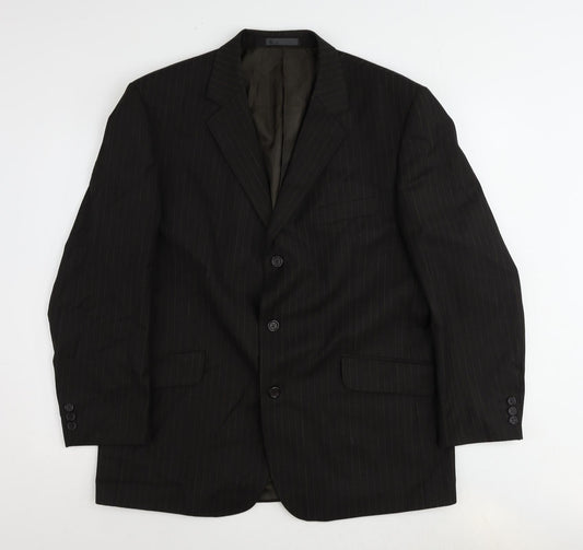 BHS Mens Brown Striped Polyester Jacket Suit Jacket Size 44 Regular