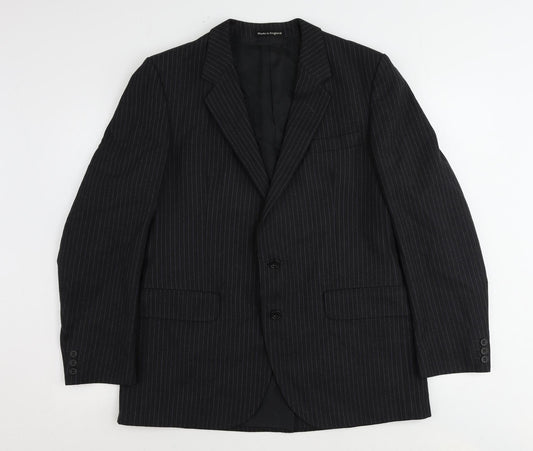 Dunn & Co Mens Grey Striped Wool Jacket Suit Jacket Size 38 Regular