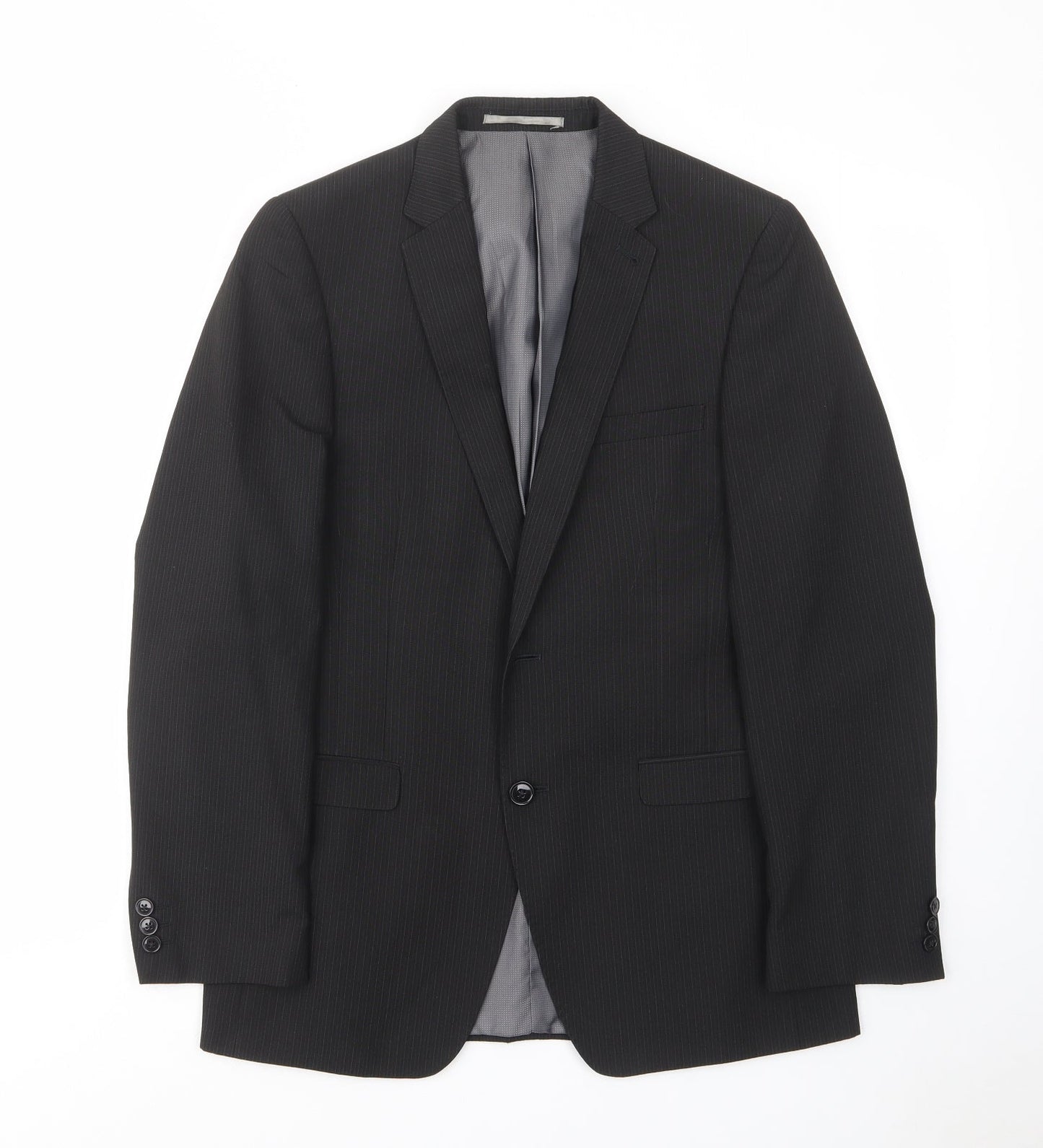 Marks and Spencer Mens Black Polyester Jacket Suit Jacket Size 38 Regular - Inside pockets