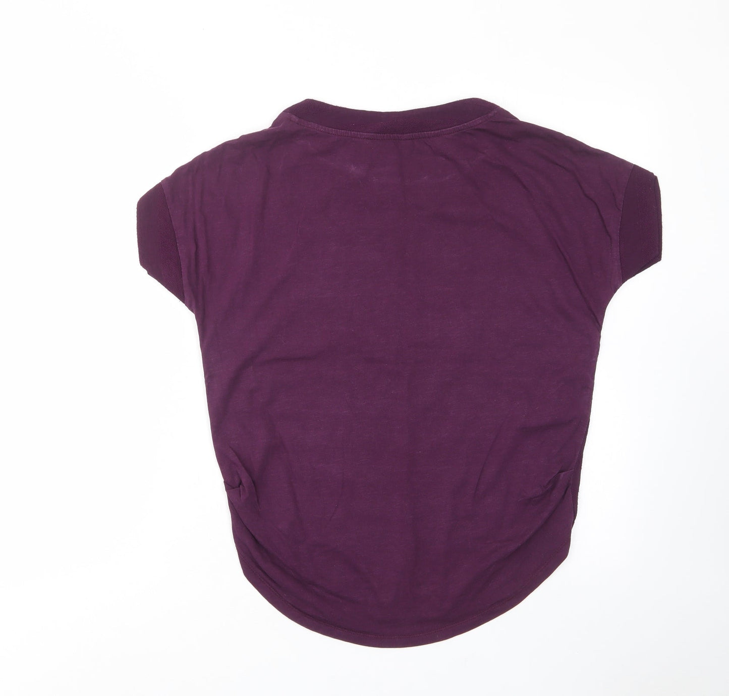 NEXT Womens Purple Striped Viscose Basic T-Shirt Size 8 Crew Neck - Ruched Sides