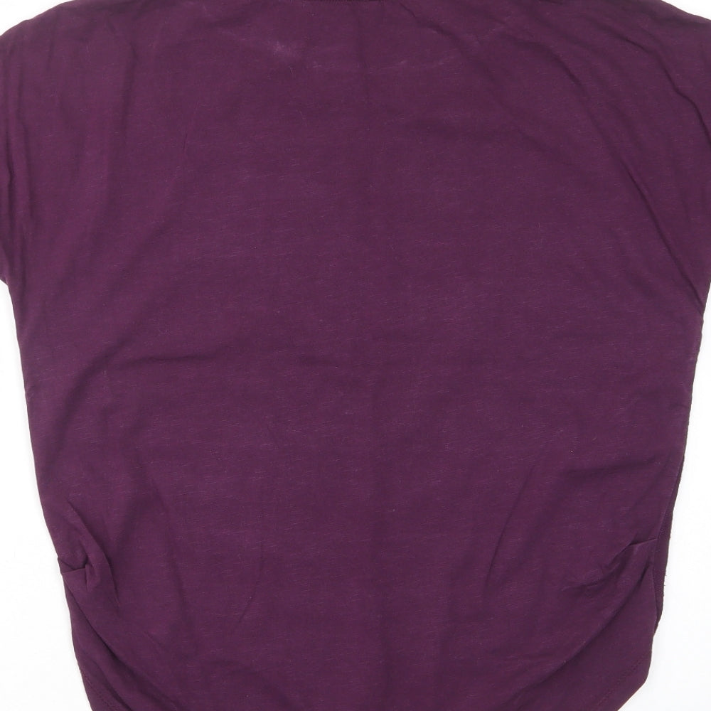 NEXT Womens Purple Striped Viscose Basic T-Shirt Size 8 Crew Neck - Ruched Sides