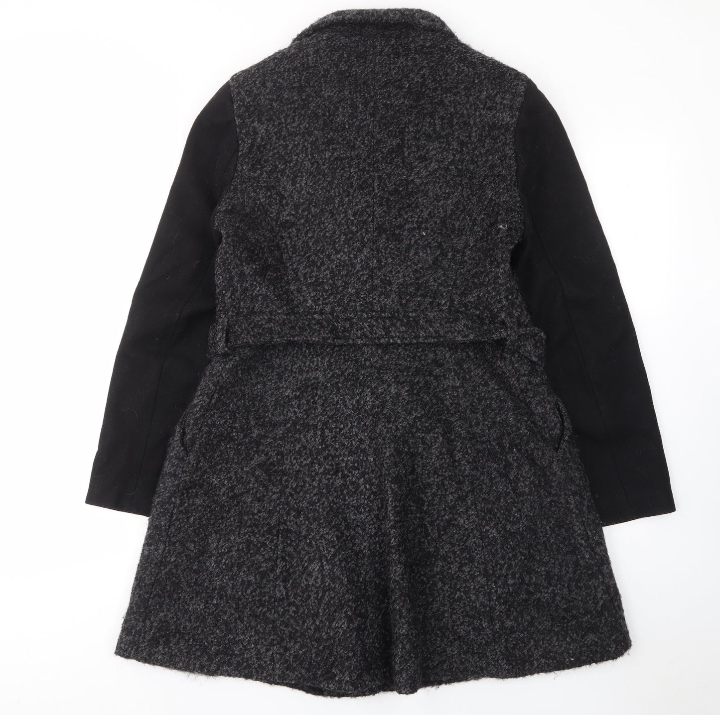 ASOS Womens Grey Overcoat Coat Size 10 Zip - Pockets, Belted