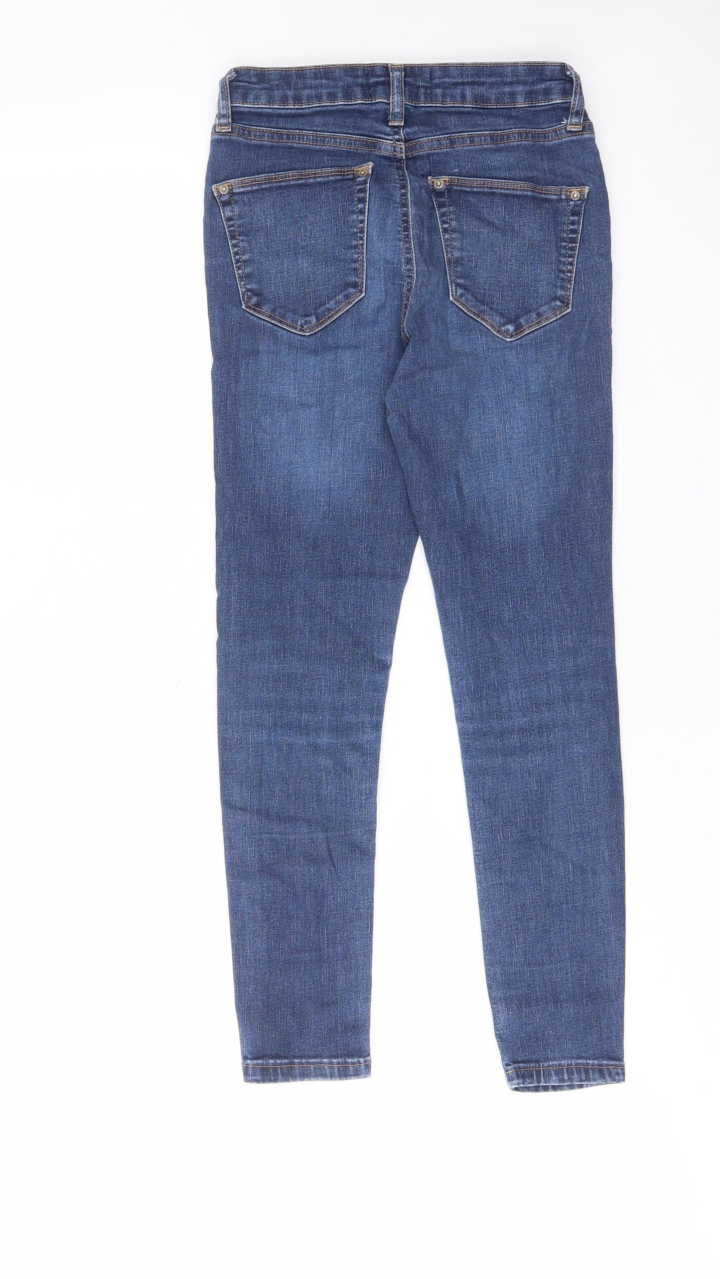 Miss Selfridge Womens Blue Cotton Skinny Jeans Size 6 L30 in Regular Zip - Pockets, Belt Loops