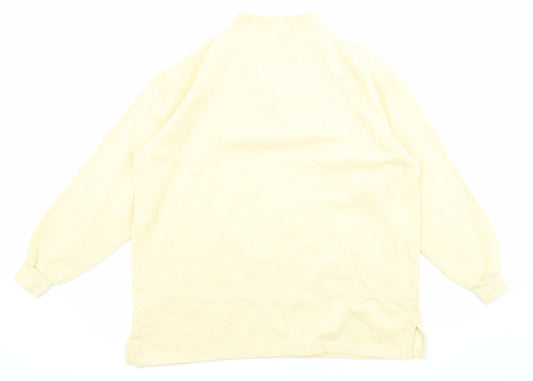Debenhams Womens Yellow Cotton Pullover Sweatshirt Size M Zip