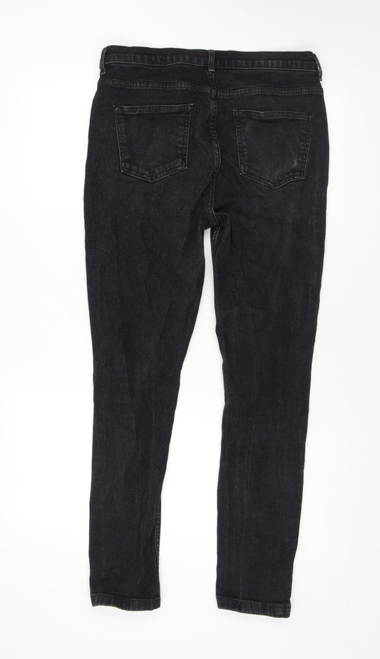 Marks and Spencer Womens Black Cotton Skinny Jeans Size 12 L26 in Regular Zip