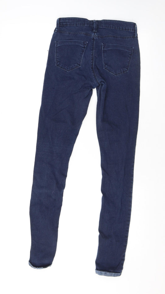 Topshop Womens Blue Cotton Skinny Jeans Size 26 L30 in Regular Zip