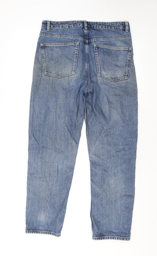 ASOS Womens Blue Cotton Boyfriend Jeans Size 28 L32 in Regular Button