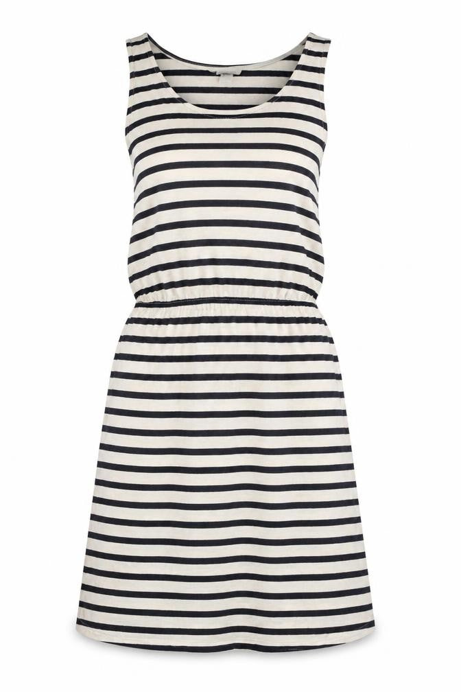 H&M Womens Ivory Striped Cotton A-Line Size L Round Neck Pullover