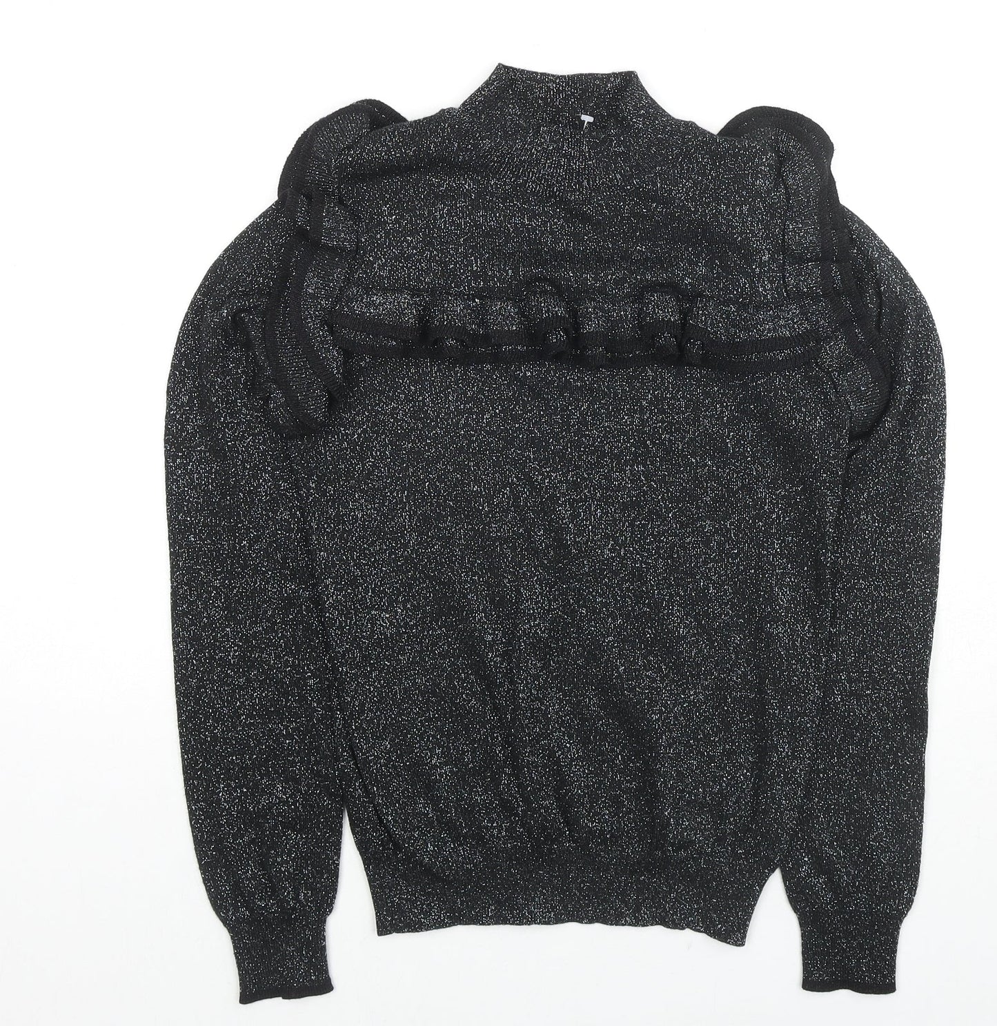 Marks and Spencer Womens Black Round Neck Viscose Pullover Jumper Size 8 - Glitter