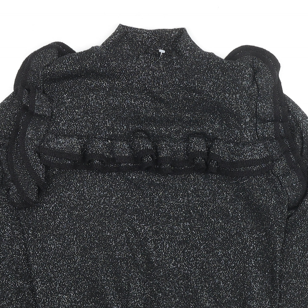 Marks and Spencer Womens Black Round Neck Viscose Pullover Jumper Size 8 - Glitter