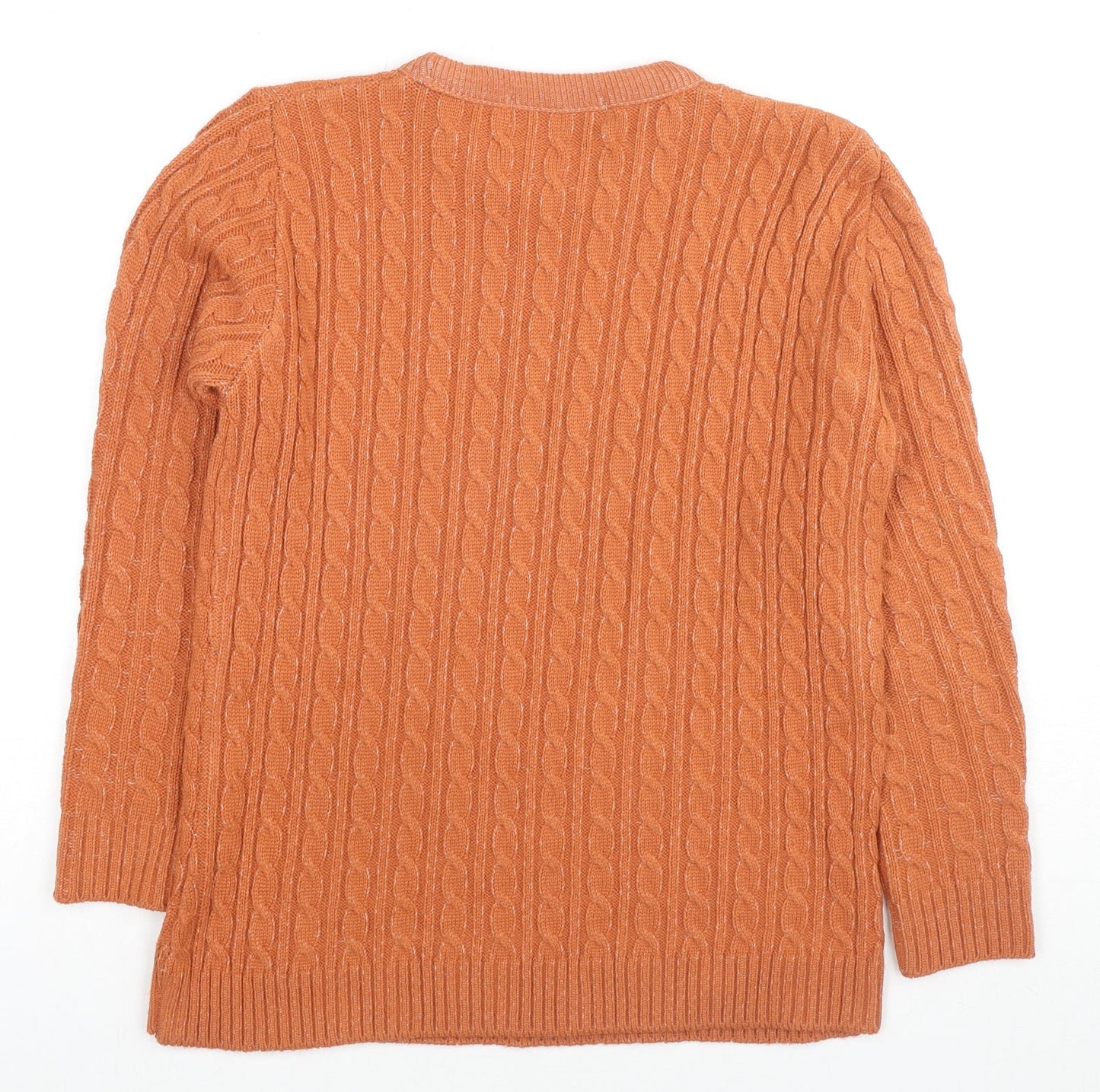 Pure & Natural Womens Orange Round Neck Acrylic Pullover Jumper Size XS