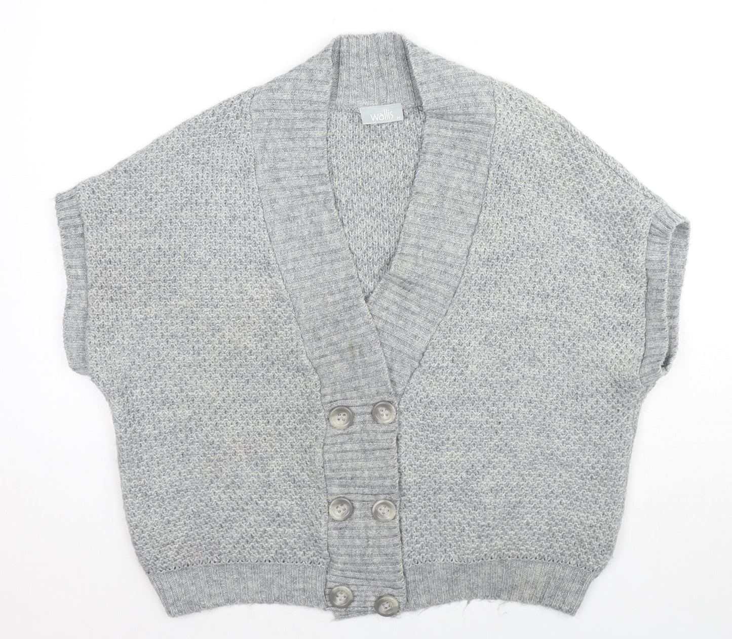 Wallis Womens Grey V-Neck Acrylic Cardigan Jumper Size M
