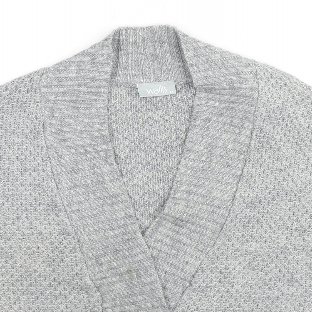 Wallis Womens Grey V-Neck Acrylic Cardigan Jumper Size M