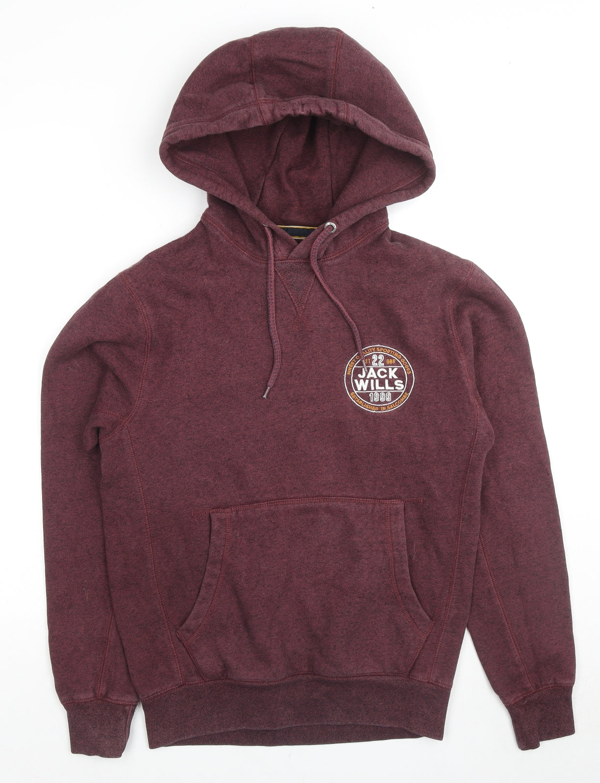 Jack Wills Mens Red Cotton Pullover Hoodie Size XS - Logo