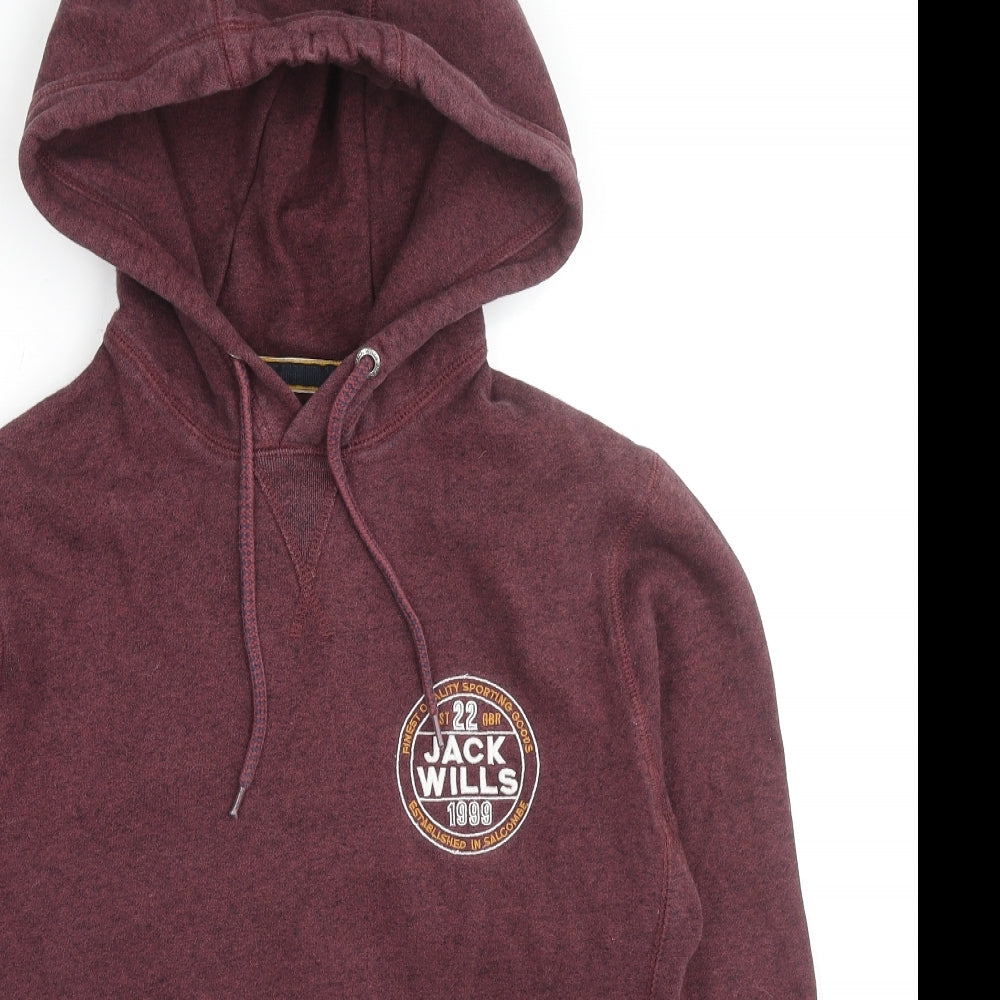 Jack Wills Mens Red Cotton Pullover Hoodie Size XS - Logo