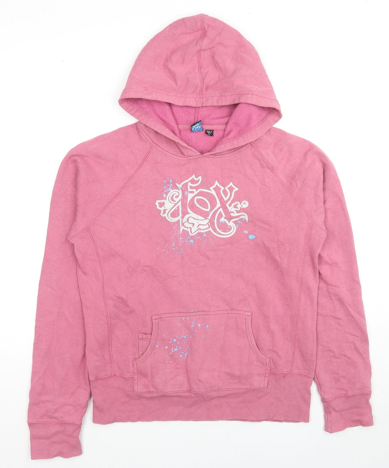 Fox Riders Co. Womens Pink Cotton Pullover Hoodie Size L Pullover - Logo