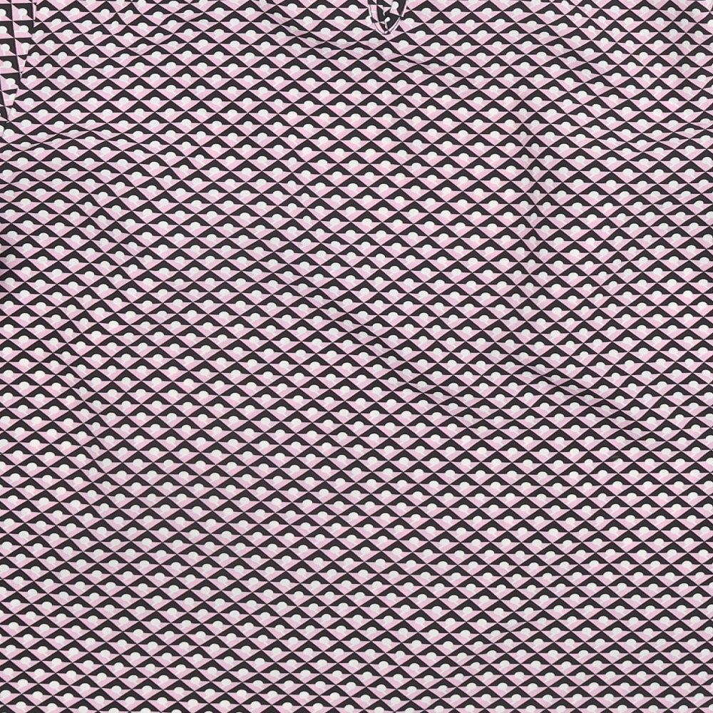 Dunnes Stores Womens Pink Geometric Polyester Basic Blouse Size S Round Neck
