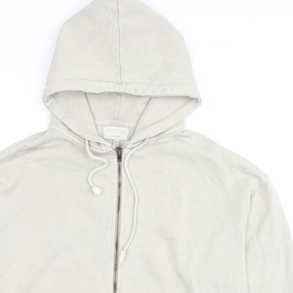 Pull&Bear Mens Beige Cotton Full Zip Hoodie Size M