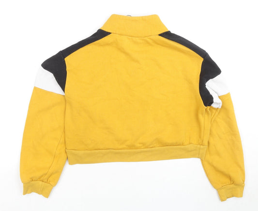 Divided by H&M Womens Yellow Colourblock Cotton Pullover Sweatshirt Size S Pullover