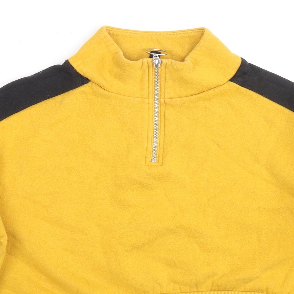 Divided by H&M Womens Yellow Colourblock Cotton Pullover Sweatshirt Size S Pullover