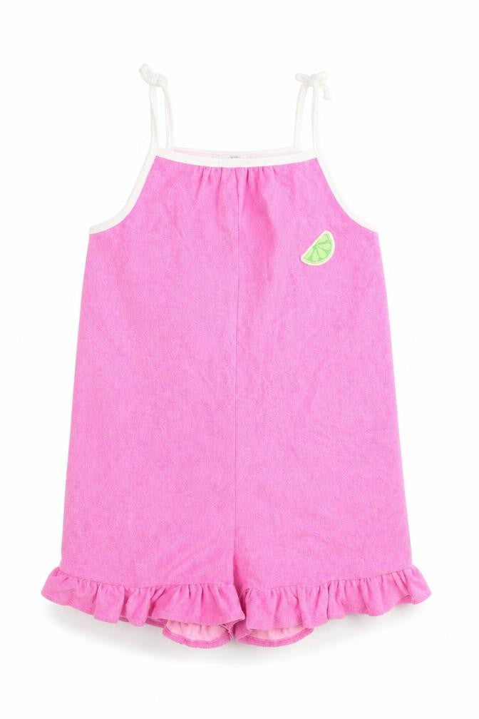 Marks and Spencer Girls Pink Cotton Playsuit One-Piece Size 4-5 Years Pullover - Fruit Wedge