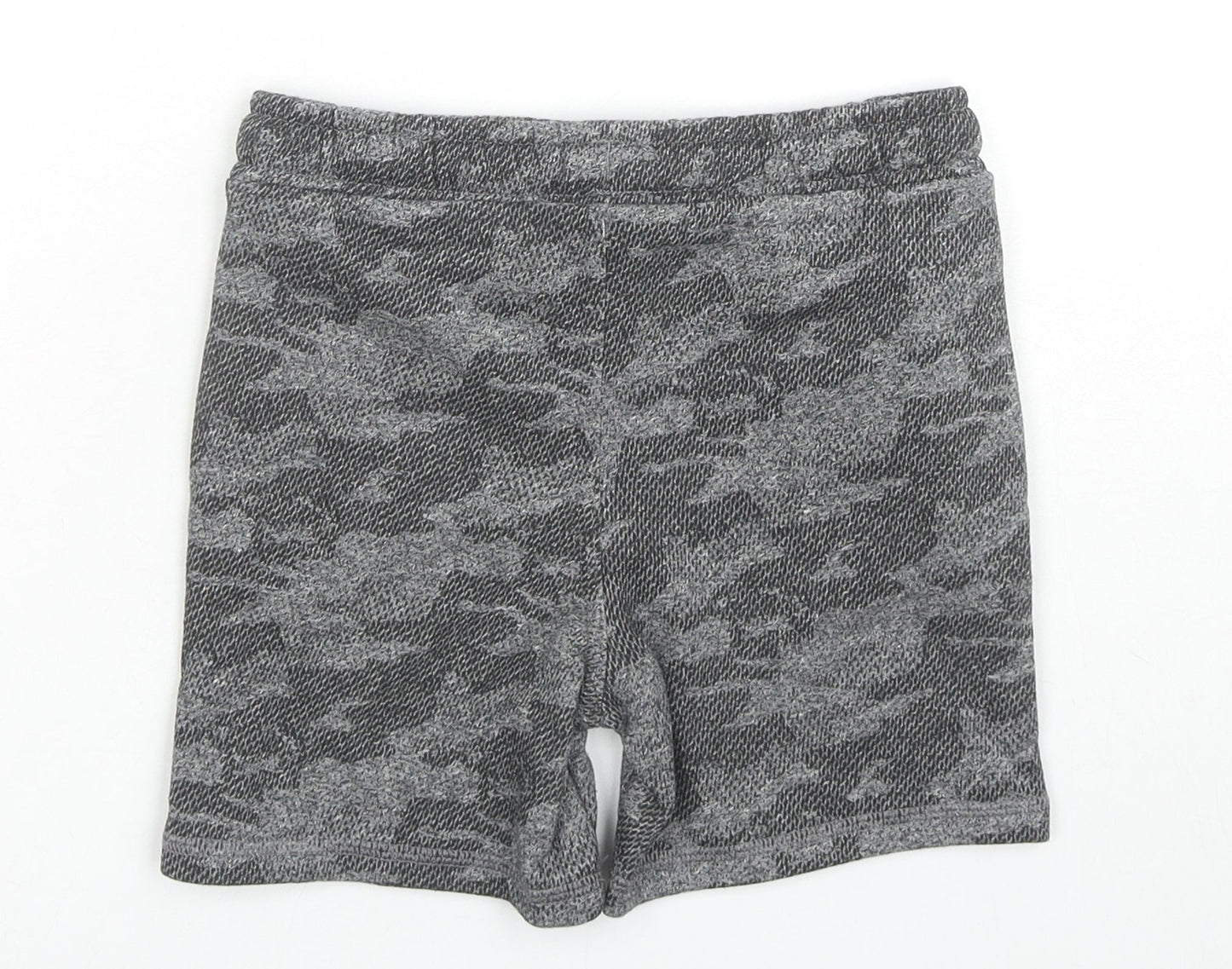 Marks and Spencer Boys Grey Camouflage Cotton Sweat Shorts Size 4-5 Years Regular Drawstring
