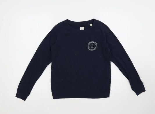 Jack Wills Womens Blue Cotton Pullover Sweatshirt Size 6 Pullover - Logo