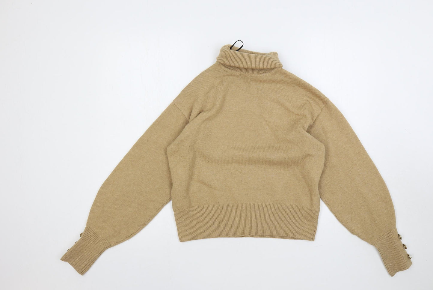 H&M Womens Beige Roll Neck Polyester Pullover Jumper Size XS