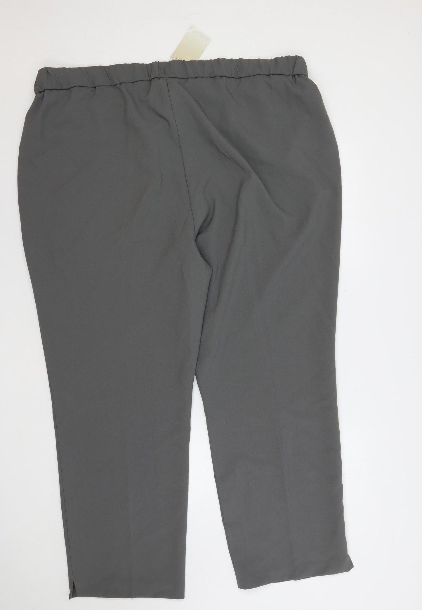 Anthology Womens Grey Polyester Trousers Size 28 L29 in Regular Drawstring - Adjustable Waist