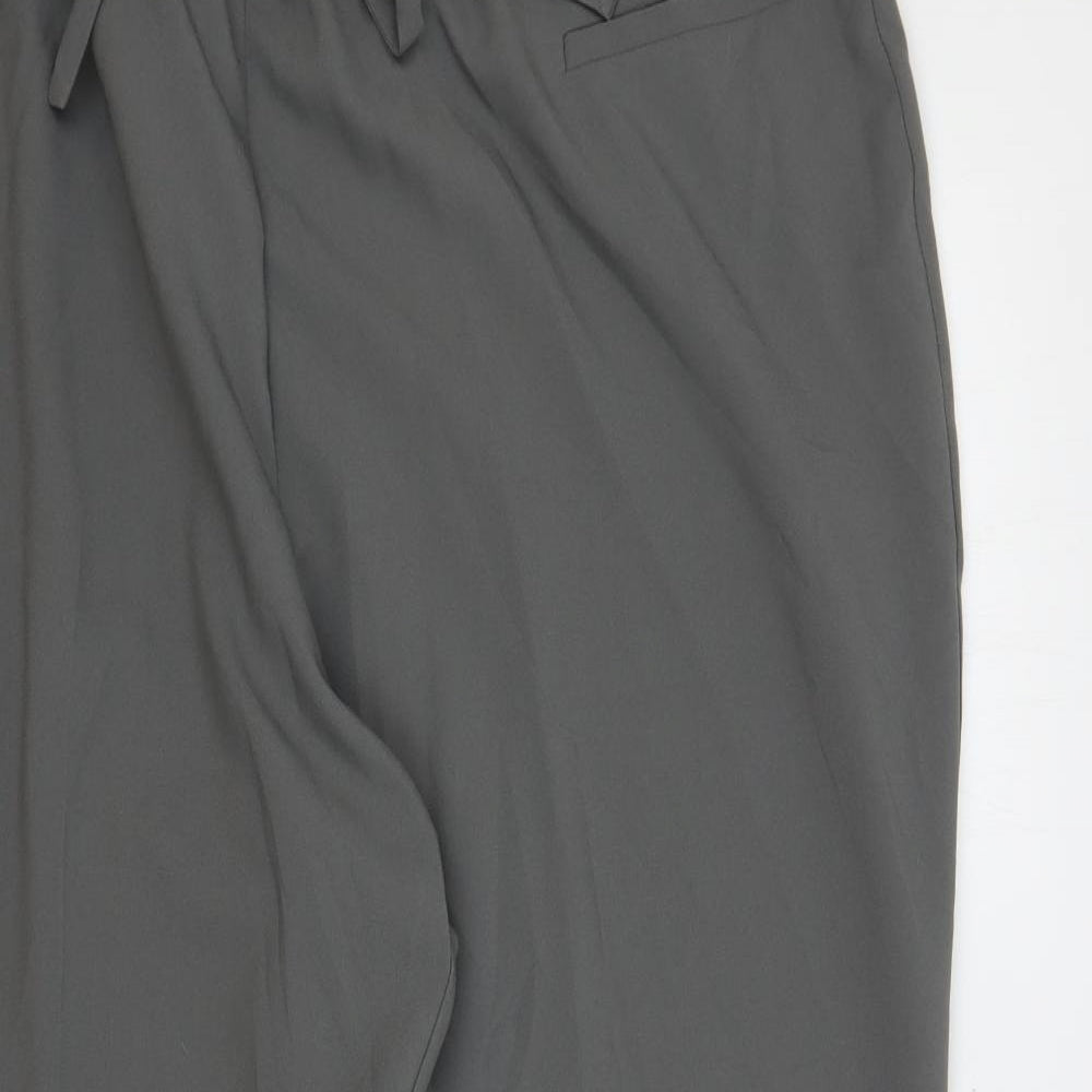 Anthology Womens Grey Polyester Trousers Size 28 L29 in Regular Drawstring - Adjustable Waist