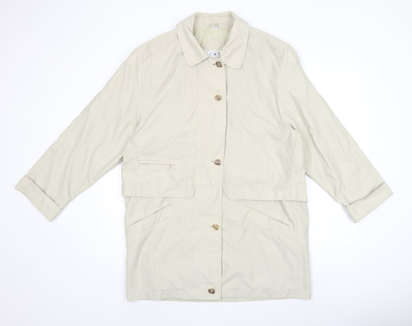 Variations Womens Beige Overcoat Coat Size 12 Zip
