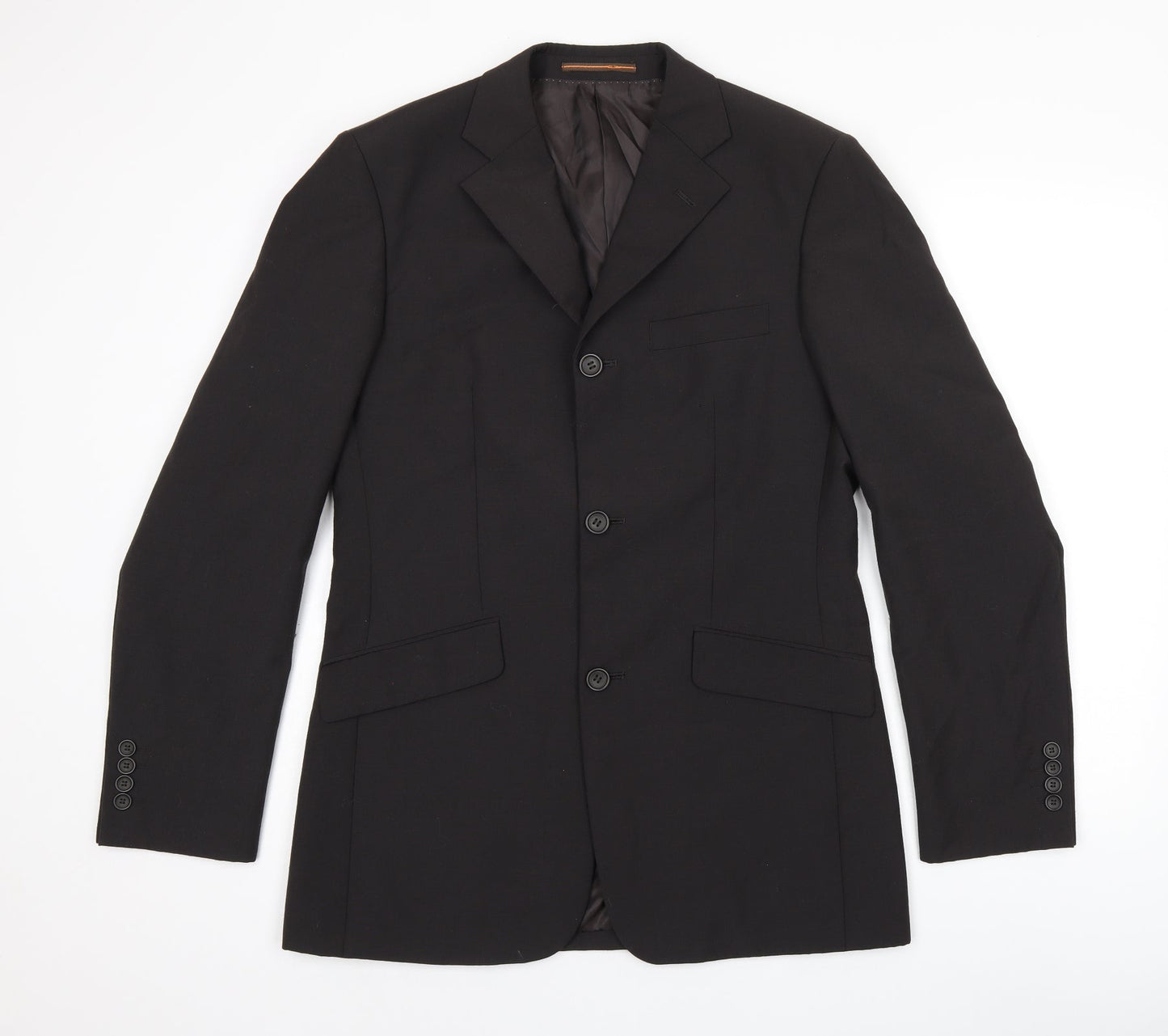 Topman Mens Black Polyester Jacket Suit Jacket Size 38 Regular