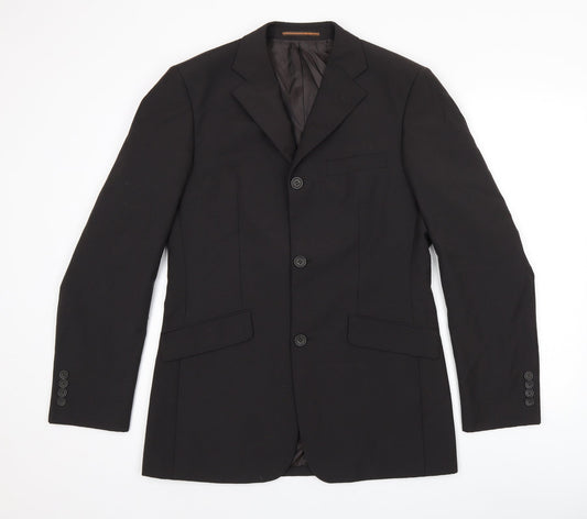 Topman Mens Black Polyester Jacket Suit Jacket Size 38 Regular