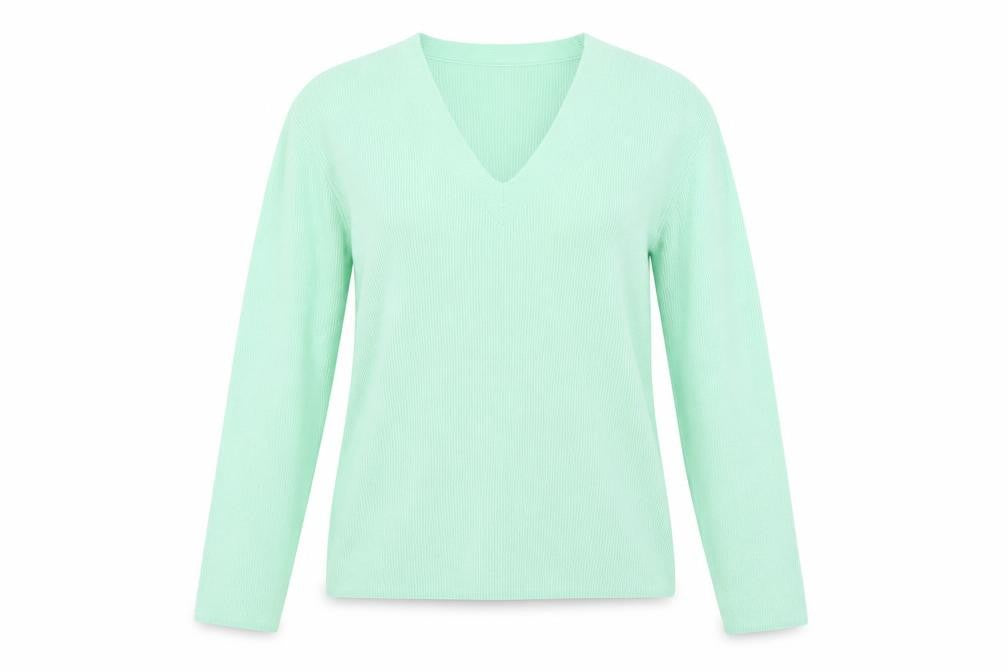 Marks and Spencer Womens Green V-Neck Viscose Pullover Jumper Size S