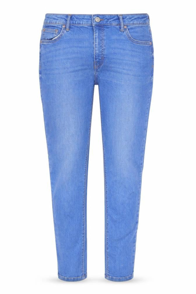 Denim & Co. Womens Blue Paisley Cotton Straight Jeans Size 14 L30 in Regular Zip