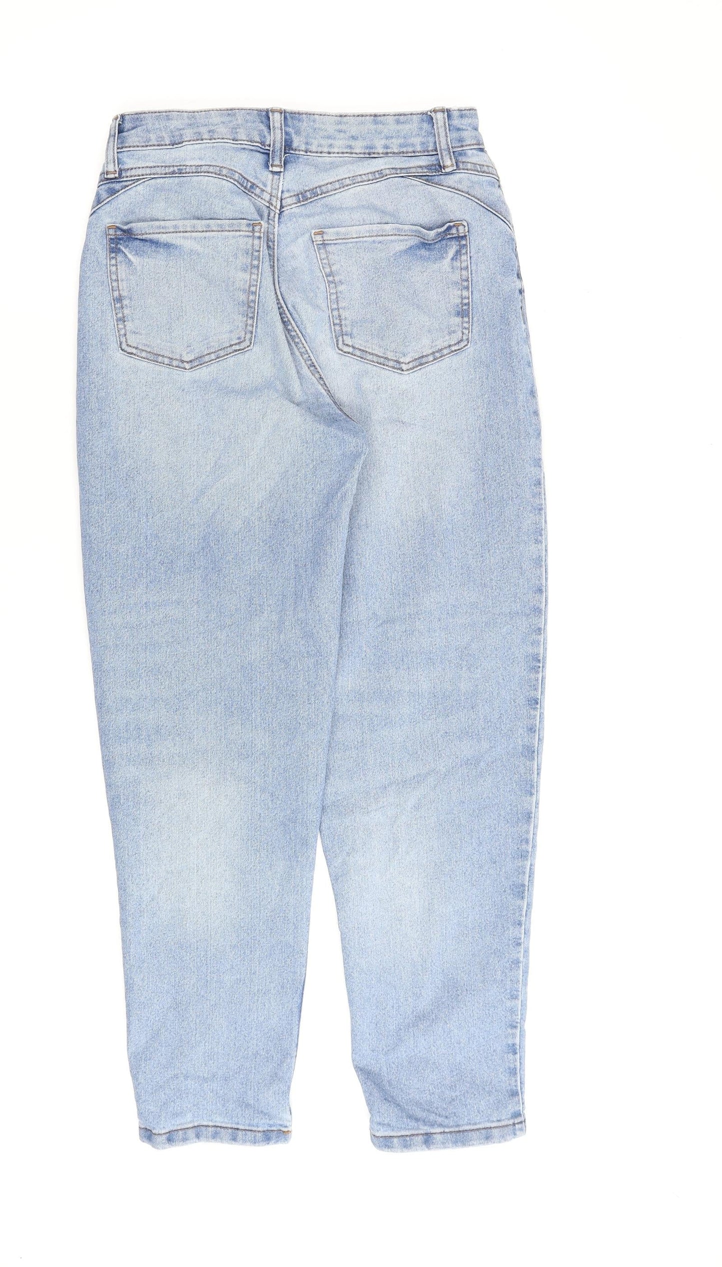 Denim & Co. Womens Blue Cotton Straight Jeans Size 8 L27 in Regular Zip
