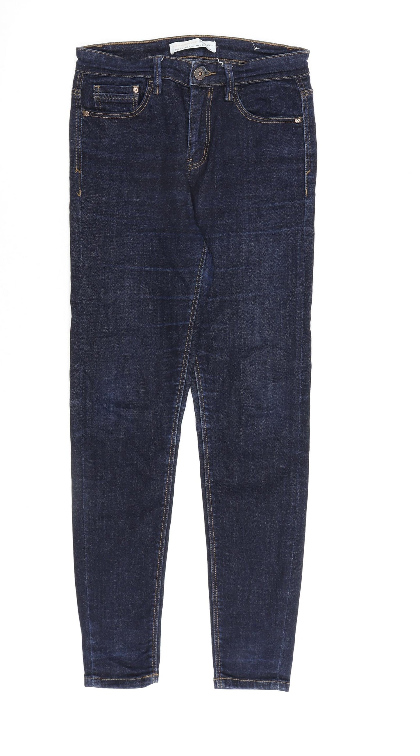 Stradivarius Womens Blue Cotton Skinny Jeans Size 8 L27 in Regular Zip
