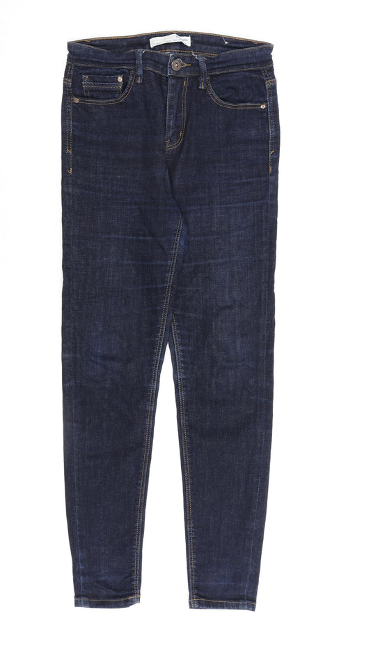 Stradivarius Womens Blue Cotton Skinny Jeans Size 8 L27 in Regular Zip