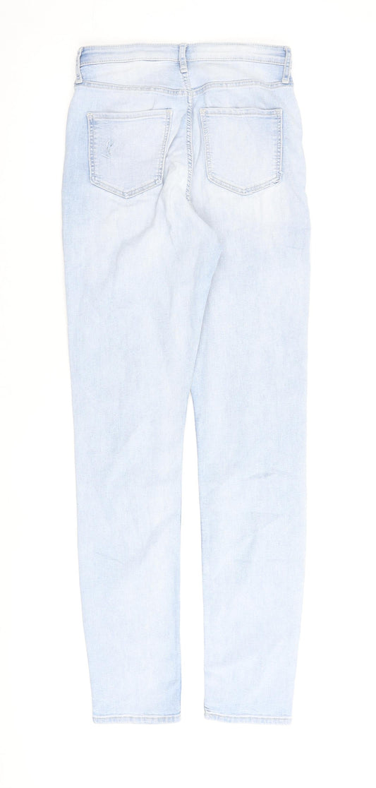 H&M Girls Blue Cotton Straight Jeans Size 14 Years L30 in Regular Zip
