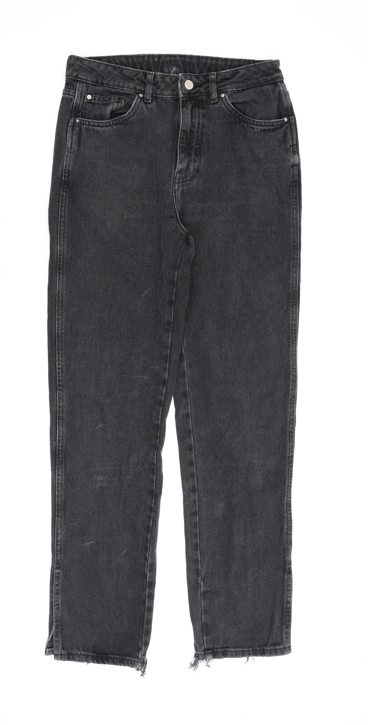 Denim & Co. Womens Grey Cotton Straight Jeans Size 10 L30 in Regular Zip