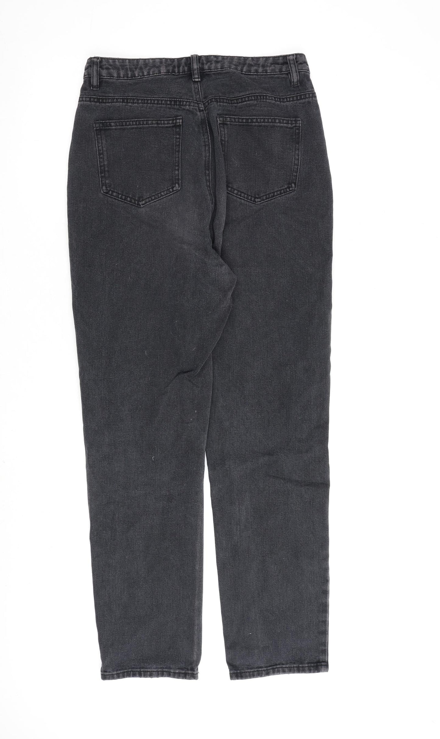 Missguided Womens Grey Cotton Straight Jeans Size 10 L28 in Regular Zip