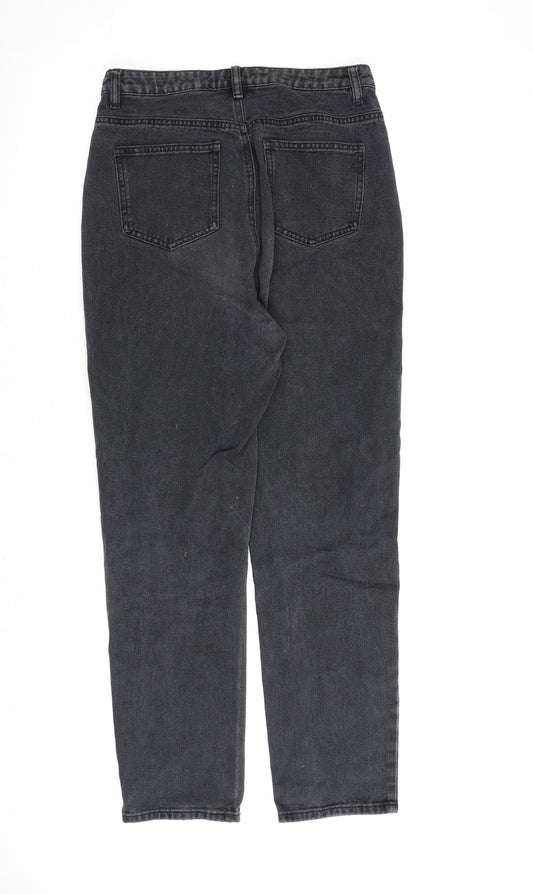 Missguided Womens Grey Cotton Straight Jeans Size 10 L28 in Regular Zip