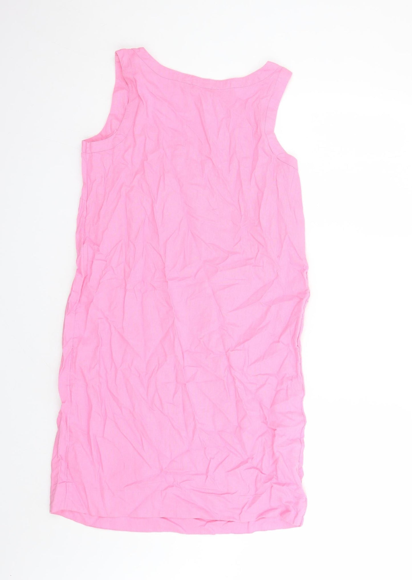 Marks and Spencer Womens Pink Flax A-Line Size 10 Round Neck Zip