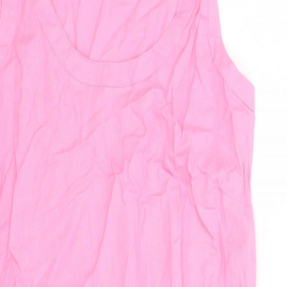 Marks and Spencer Womens Pink Flax A-Line Size 10 Round Neck Zip