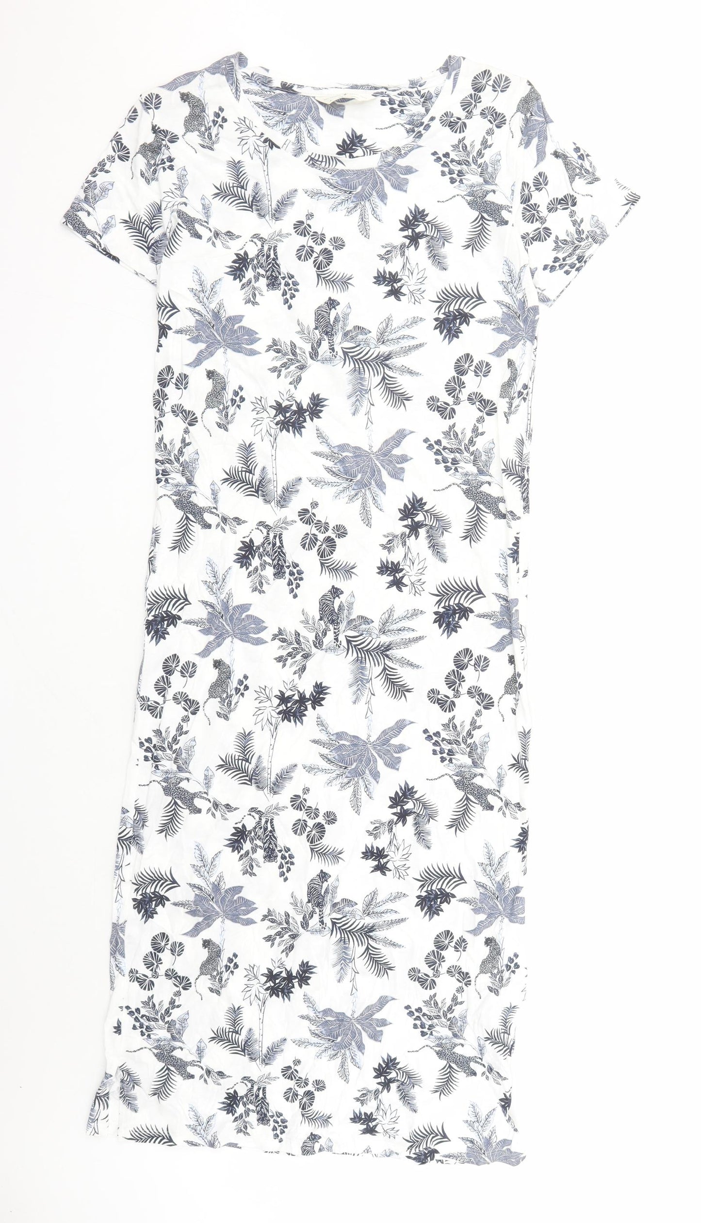 Marks and Spencer Womens White Floral Cotton Top Dress Size 6