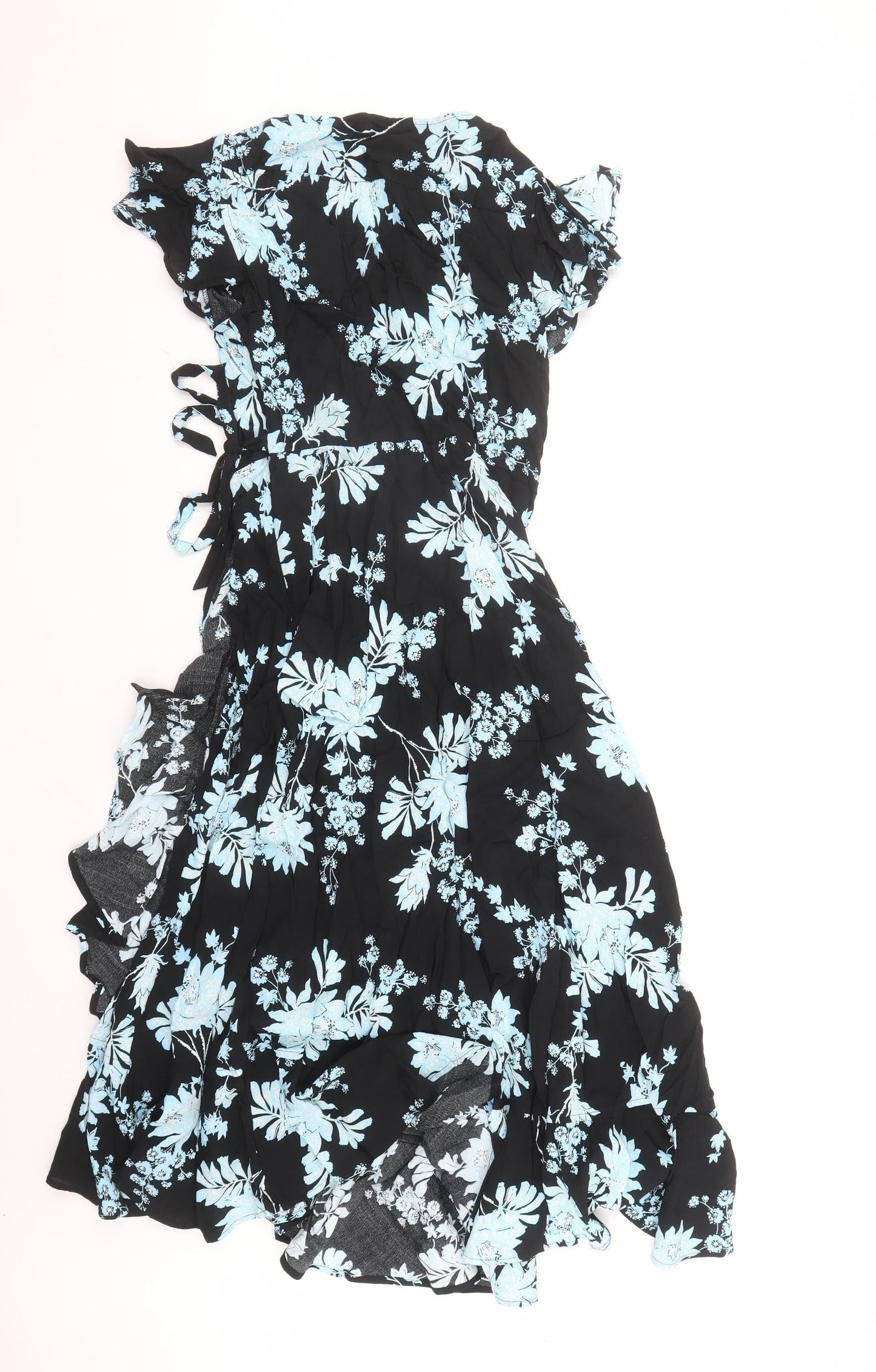 Per Una Womens Black Floral Polyester Fit & Flare Size 6 V-Neck Zip